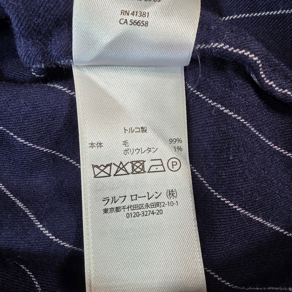 Polo Ralph Lauren Navy Blue Pinstripe Virgin Wool Blend Button Down Shirt Size 6 - Picture 9 of 16